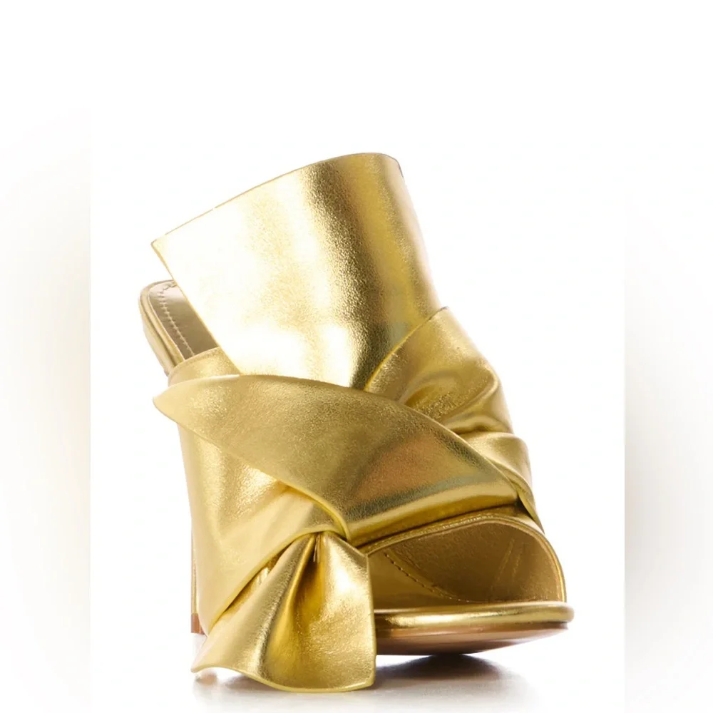 AZALEA WANG Gold Vegan Leather Mule Sandals